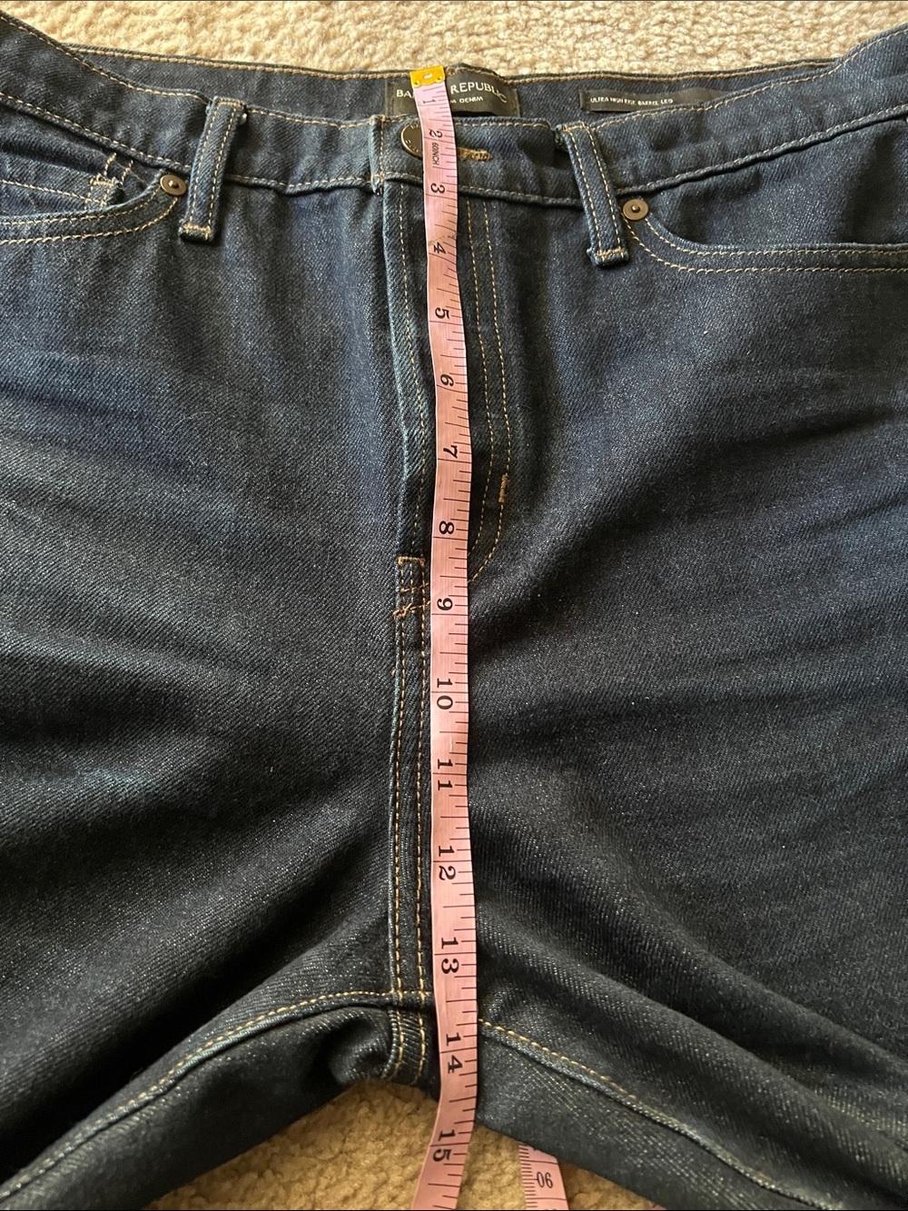 Banana Republic Premium Denim Ultra High Rise Barrel Leg Dark Rinse Jeans Sz 28 - Picture 6 of 10